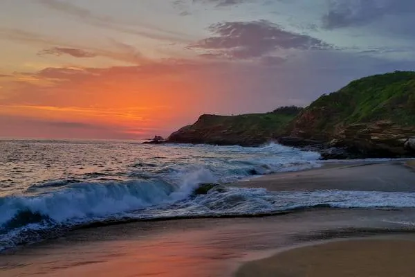 Coucher de soleil sur la plage de Mazunte dans l'Etat de Oaxaca