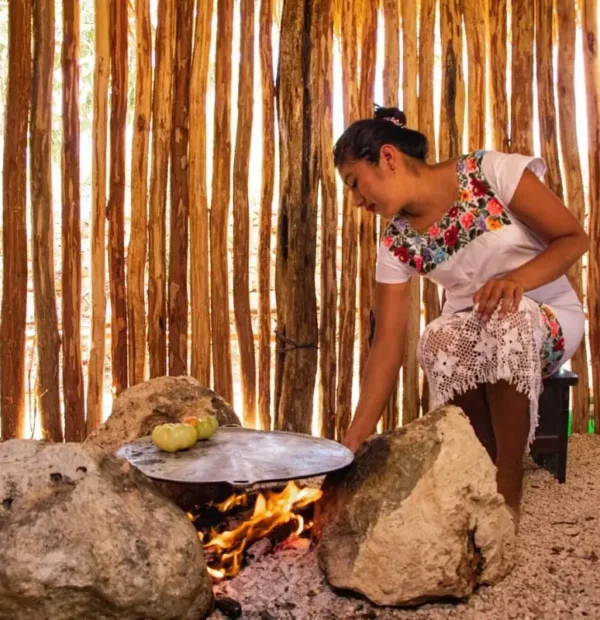 cours de cuisine dans une famille Maya